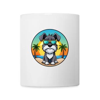 Mittelschnauzer Hunderasse Cartoon Sonnenbrille Strand - Tasse - Weiß - Vorne