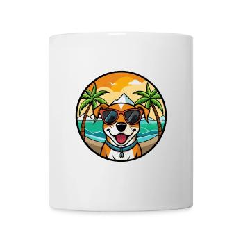 Mountain Cur Hund Rasse Cartoon Sonnenbrille Strand - Tasse - Weiß - Vorne