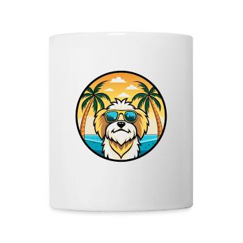 Lhasa Apso Hunderasse Cartoon Sonnenbrille Strand - Tasse - Weiß - Vorne