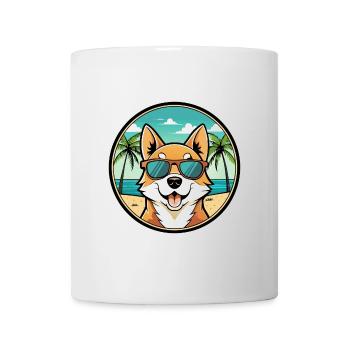 Lundehund Chien Race Dessin Animé Lunettes de soleil Plage - Mug blanc - blanc - Devant