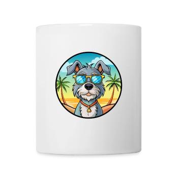 Mittelschnauze Hunderasse Cartoon Sonnenbrille Strand - Tasse - Weiß - Vorne