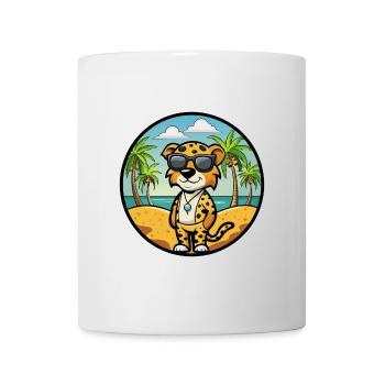 Léopard Chien Race Chien Dessin Animé Lunettes De Soleil Plage - Mug blanc - blanc - Devant