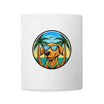 Chien de chasse lituanien race dessin animé lunettes de soleil plage - Mug blanc - blanc - Devant