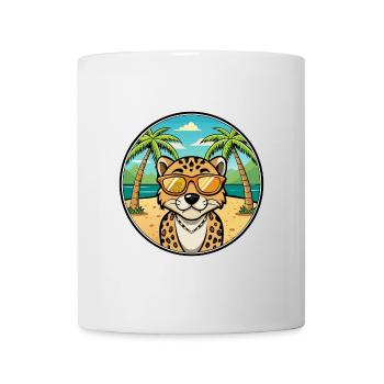 Léopard Cur Chien Race Dessin Animé Lunettes de soleil Plage - Mug blanc - blanc - Devant