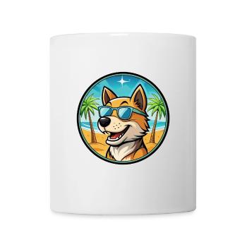 Lucas Terrier Hunderasse Cartoon Sonnenbrille Strand - Tasse - Weiß - Vorne