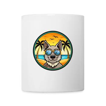 Mudi Dog Breed Cartoon Sunglasses Beach - Mug - white - Front