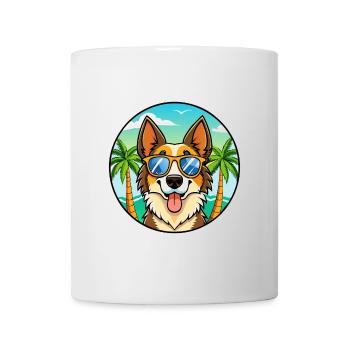 North American Shepherd Dog Breed Cartoon Beach - Mug - white - Front