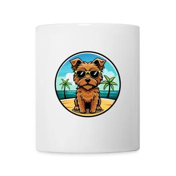 Norfolk Terrier Chien Race Dessin Animé Lunettes de Soleil Plage - Mug blanc - blanc - Devant