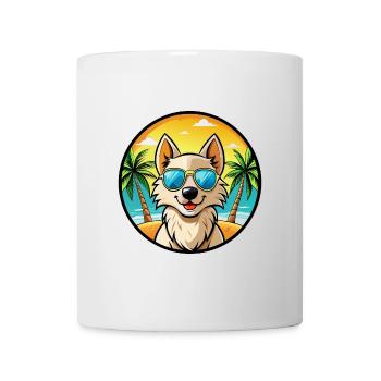 Nordic Spitz Dog Breed Cartoon Sunglasses Beach - Mug - white - Front