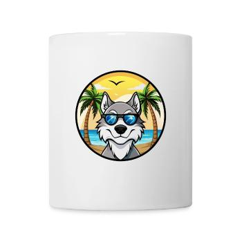 Northern Inuit Dog Breed Cartoon Sunglasses Beach - Mug - white - Front