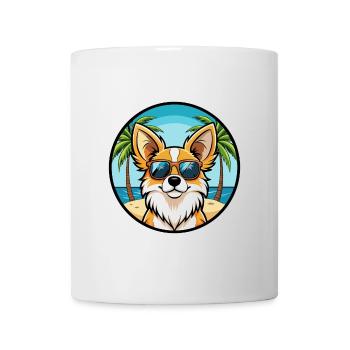 Papillon Chien Race Dessin Animé Lunettes de Soleil Plage - Mug blanc - blanc - Devant