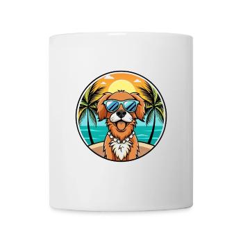 Épagneul picard race de chien dessin animé lunettes de soleil plage - Mug blanc - blanc - Devant