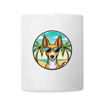 Podenco Canario Dog Breed Cartoon Sunglasses Beach - Mug - white - Front