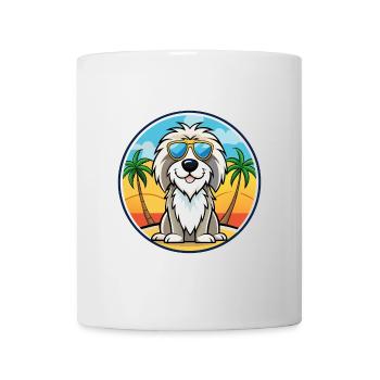 Picardie Schäferhund Rasse Cartoon Sonnenbrille Strand - Tasse - Weiß - Vorne