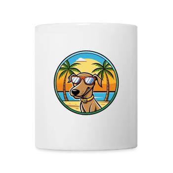 Plott Hound Hund Rasse Cartoon Sonnenbrille Strand - Tasse - Weiß - Vorne