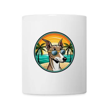 Lévrier polonais race chien dessin animé lunettes de soleil plage - Mug blanc - blanc - Devant