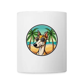 Vieux lévrier croate race de chien dessin animé plage - Mug blanc - blanc - Devant