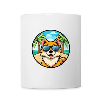Pommersche Hunderasse Cartoon Sonnenbrille Strand - Tasse - Weiß - Vorne
