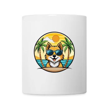 Spitz Chien Race Dessin Animé Lunettes De Soleil Plage - Mug blanc - blanc - Devant