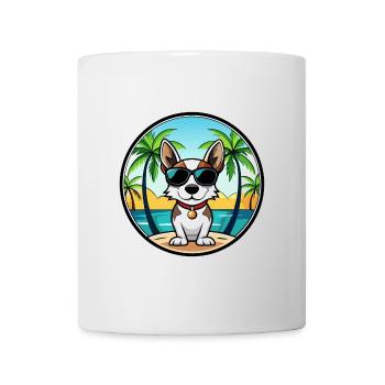 Rat Terrier Hund Rasse Cartoon Sonnenbrille Strand - Tasse - Weiß - Vorne