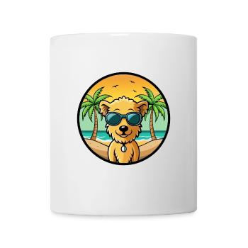 Pumi Hunderasse Cartoon Sonnenbrille Strand - Tasse - Weiß - Vorne