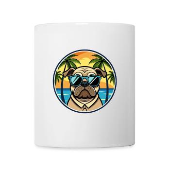 Pug Dog Breed Cartoon Sunglasses Beach - Mug - white - Front