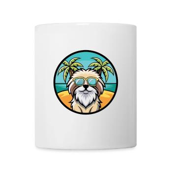 Chien de berger des Pyrénées Race Dessin animé Lunettes de soleil Plage - Mug blanc - blanc - Devant