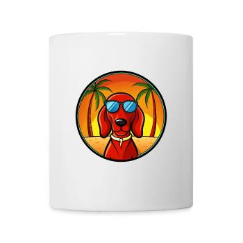 Redbone Coonhound Chien Race Dessin Animé Lunettes De Soleil Plage - Mug blanc - blanc - Devant