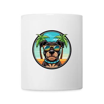 Rottweiler Chien Race Dessin Animé Lunettes De Soleil Plage - Mug blanc - blanc - Devant