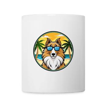 Rough Collie Chien Race Dessin Animé Lunettes De Soleil Plage - Mug blanc - blanc - Devant