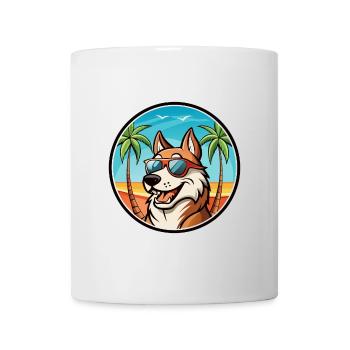 Russischer Jagdhund Rasse Cartoon Sonnenbrille Strand - Tasse - Weiß - Vorne