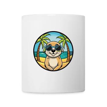 Seskar phoque chien race dessin animé lunettes de soleil plage - Mug blanc - blanc - Devant