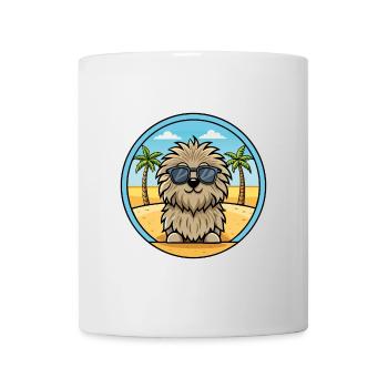 Puli Chien Race Dessin Animé Lunettes De Soleil Plage - Mug blanc - blanc - Devant