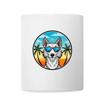 Chien-loup russe race de chien dessin animé lunettes de soleil plage - Mug blanc - blanc - Devant