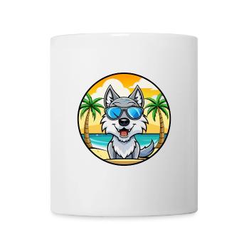 Saarloos Wolfdog Rasse Cartoon Sonnenbrille Strand - Tasse - Weiß - Vorne