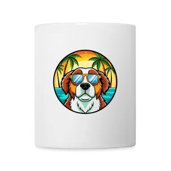 Bernhardiner Hunderasse Cartoon Sonnenbrille Strand - Tasse - Weiß - Vorne