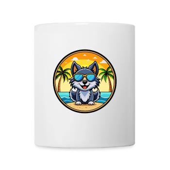 Schipperke Dog Breed Cartoon Sunglasses Beach - Mug - white - Front