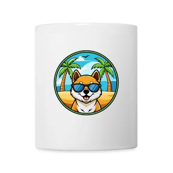 Shikoku Dog Breed Cartoon Sunglasses Beach - Mug - white - Front