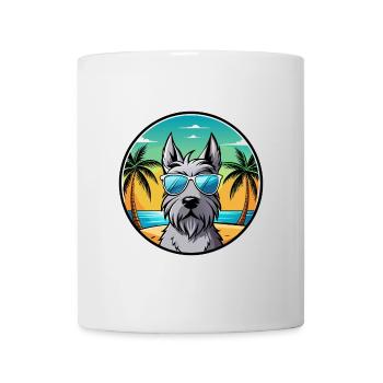 Scottish Terrier Dog Breed Cartoon Sunglass Beach - Mug - white - Front
