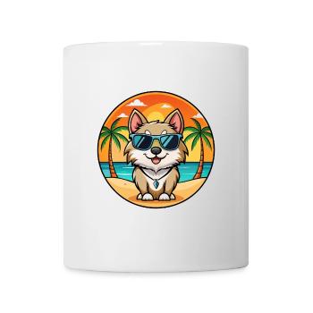 Suédois Lapon Race Chien Dessin Animé Lunettes De Soleil Plage - Mug blanc - blanc - Devant