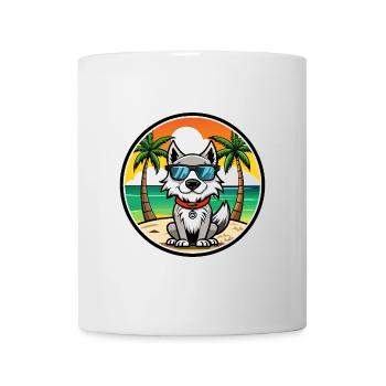 Taigan Kyrgyz Taighany Dog Breed Cartoon Beach - Mug - white - Front