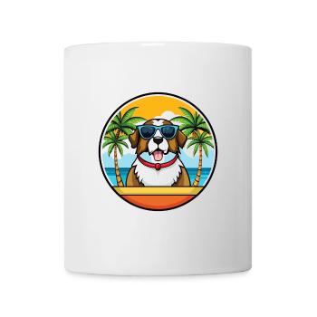 Bernhardiner Hunderasse Cartoon Sonnenbrille Strand - Tasse - Weiß - Vorne