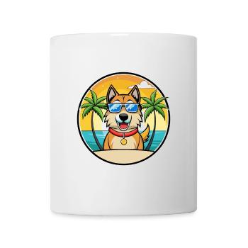 Schäferhund Rasse Cartoon Sonnenbrille Strand - Tasse - Weiß - Vorne
