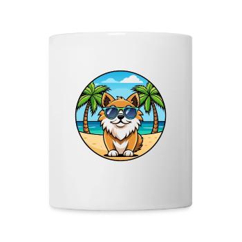 Épagneul tibétain race chien dessin animé lunettes de soleil plage - Mug blanc - blanc - Devant