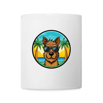 Welsh Terrier Chien Race Dessin Animé Lunettes De Soleil Plage - Mug blanc - blanc - Devant