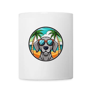 Weimaraner Hund Rasse Cartoon Sonnenbrille Strand - Tasse - Weiß - Vorne
