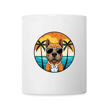 Staffordshire Bull Terrier Dog Breed Cartoon Beach - Mug - white - Front