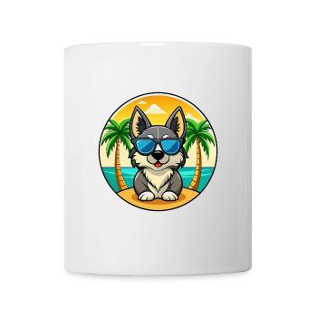 Suédois Vallhund Race Chien Dessin Animé Lunettes De Soleil Plage - Mug blanc - blanc - Devant