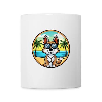 Suisse Laufhund Chien Race Dessin Animé Lunettes de Soleil Plage - Mug blanc - blanc - Devant
