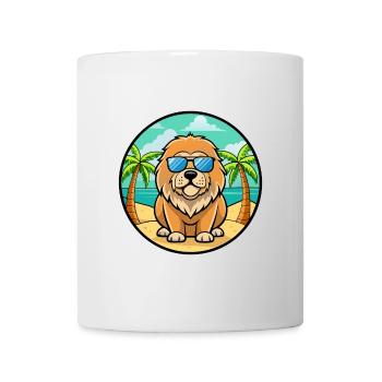Tibetische Dogge Hunderasse Cartoon Sonnenbrille Strand - Tasse - Weiß - Vorne